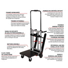 Voltstair - Titan Diable Électrique Monte-Escaliers - Capacité 440 Lb - Noir/Bleu-Design compact et pliable avec sangle de transport et sac de voyage à roulettes