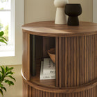 Modway - Clement Tribune ronde à piédestal Table de rangement avec portes coulissantes à tambour - Noyer-Coussinets de plancher en feutre non marqués