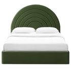 Modway - Solana Arqué Performance Velvet Lit de plateforme complet, Vert mousse-Cadre de plate-forme