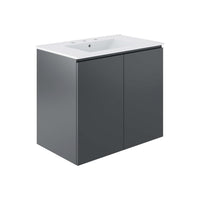 Modway - Bryn Fixation murale de 30" Vanette de salle de bain - Gris blanc-Vanité de salle de bain moderne