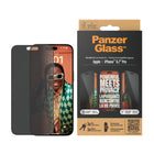 PanzerGlass - Protecteur d'écran de confidentialité pour iPhone 15 Pro Max - Noir-Le filtre de confidentialité rend l'affichage presque invisible