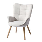 FurnitureR Chaise d'Appoint - Tissu beige ivoire-Chaise d'appoint latérale moderne du milieu du siècle
