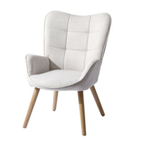 FurnitureR Chaise d'Appoint - Tissu beige ivoire-Chaise d'appoint latérale moderne du milieu du siècle
