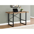 Monarch Specialties - 7657 Bureau 48 po L - Faux Bois Pale/Metal Noir-Des pieds en métal robustes au fini noir sont intégrés dans le dessus de bureau pour un effet visuel intéressant