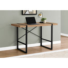 Monarch Specialties - 7657 Bureau 48 po L - Faux Bois Pale/Metal Noir-Des pieds en métal robustes au fini noir sont intégrés dans le dessus de bureau pour un effet visuel intéressant