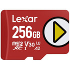 Lexar - PLAY Speed Pump carte mémoire MicroSDXC - 256Go - Rouge-Vitesses d'écriture améliorées jusqu'à 140 Mo/s