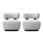Manhattan Comfort - Bartow fauteuil d’appoint rembourré style milieu du siècle 30,7" - ivoire et noir - lot de 2-Chaises d’appoint modernes du milieu du siècle pour le salon. Ensemble de 2