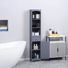 HOMCOM - Armoire colonne haute de salle de bain avec étagères et tiroir - gris-Espace de rangement généreux avec trois étagères ouvertes pour exposer des objets décoratifs, un tiroir et une armoire inférieure pour les nécessités quotidiennes de la salle de bain 