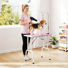 PawHut - Table de toilettage pliable pour chiens et chats, surface antidérapante - rose-Bras et quincaillerie en acier inoxydable offrant une durabilité maximale 