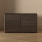 Manhattan Comfort - Evelyn 60" Moderne Commode Double à 6 Tiroirs - Marron-Assemblage à domicile requis Tout le matériel inclus