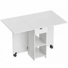 HOMCOM - Table à manger pliante à abattant avec tiroir et étagères de rangement pour 4-6 - blanc-Le design à abattant permet trois configurations : sans abattant, avec un abattant ou deux 