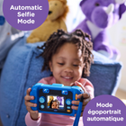 VTech - KidiZoom Camera Pix FX - Bleu - Bilingue-Cet appareil photo numérique pour enfants est idéal pour permettre aux enfants d’âge préscolaire d’explorer leur créativité; constitue un cadeau captivant pour filles et garçons à l’occasion des Fêtes, des anniversaires, comme récompense scolaire ou simplement pour faire plaisir