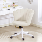 HOMCOM - Chaise de bureau pivotante sans accoudoirs aspect velours à hauteur réglable - crème-Hauteur d’assise réglable de 18,9 po à 22,8 po (48-58 cm) grâce à un vérin à gaz de classe 3
