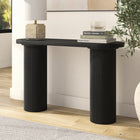 Hudson&Canal - Table console ovale cannelée Isa - 55 po l - Grain noir-La base présente deux colonnes ornées de fines cannelures verticales sur tout son pourtour