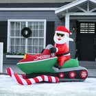 HOMCOM - Décoration gonflable de Noël Père Noël sur motoneige lumière décor intérieur extérieur - Rouge-7 piquets au sol, 3 cordons et 2 sacs de sable assurent la stabilité et la stabilité 