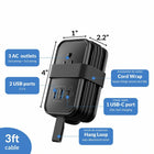 Uncaged Ergonomics - Chargeur de voyage ergonomique sans cage - 4 AC - 2 USB - 1 USB-C - Noir-2 ports USB-A sont de 2,4 A.