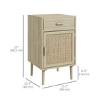 HOMCOM - Tables de nuit hautes avec rangement pour chambre - chêne - lot de 2-Le design en rotin exquis met en valeur votre décoration intérieure 