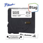 Brother - BTAG231 Ruban non laminé blanc avec texte noir authentique pour étiqueteuse P-touch, 12 mm (L) x 4 m (l)-Btag + P-touch = une équipe créative du tonnerre. Utilisez les rubans d’étiquettes non laminées Btag de 12 mm conçus spécialement pour les étiqueteuses P-touch PT-N10, PT-N20 et PT-N25BT de Brother.