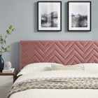 Modway - Leah Chevron touffé Performance Velvet Lit de plateforme King, Rose poussiéreuse-Système de soutien en lattes de bois