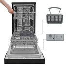 BLACK+DECKER - Lave-vaisselle portatif 18 po - capacité de 8 couverts - 6 programmes de lavage - noir-6 programmes de lavage : Intensif, Normal, Éco, Verres, 90 minutes, Rapide
