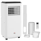 HOMCOM - climatiseur portable 10 000 BTU avec minuterie pour pièce de 440 pi² - blanc-Trois fonctions : refroidissement, déshumidification, ventilation. Deux modes : auto (réglage automatique en mode refroidissement ou ventilation selon la température) et sommeil (augmentation progressive de la température chaque heure) 