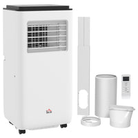 HOMCOM - climatiseur portable 10 000 BTU avec minuterie pour pièce de 440 pi² - blanc-Trois fonctions : refroidissement, déshumidification, ventilation. Deux modes : auto (réglage automatique en mode refroidissement ou ventilation selon la température) et sommeil (augmentation progressive de la température chaque heure) 