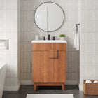 Modway - Miles 24" Armoire de toilette de salle de bain (lavabo non inclus) - Noyer-Découpe de plomberie