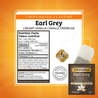 Twinings - Sachets de thé noir Earl Grey vanille crémeuse - paquet de 20-Faites infuser un sachet dans de l’eau fraîchement bouillie pendant 3 à 5 minutes selon l’intensité désirée