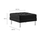 Modway - Loft Touffe Cuir végane Ottoman - Argent noir-Sellerie lisse en cuir synthétique