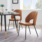 Modway - Nico Cuir végane Chaise à manger Ensemble de 2 - Black Tan-Ensemble de chaises d’accent modernes