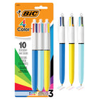 BIC - Stylos à bille à 4 couleurs Original et Fashion - rétractables - 1.0 mm - Paquet de 3-Un paquet de 3 stylos-billes rétractables BIC 4 couleurs Original et Fashion