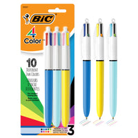 BIC - Stylos à bille à 4 couleurs Original et Fashion - rétractables - 1.0 mm - Paquet de 3-Un paquet de 3 stylos-billes rétractables BIC 4 couleurs Original et Fashion