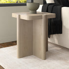 Hudson&Canal - Table d'appoint carrée Laguna de 51 cm de large, aulne blanc-Plateau rectangulaire aux angles arrondis et base en croix à bords arrondis