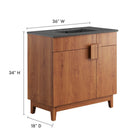 Modway - Miles 36" Vanette de salle de bain - Noyer noir-Portes articulées