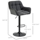 HOMCOM - Tabourets de bar pivotants réglables en tissu capitonné - noir - paquet de 2-Le siège pivotant permet une rotation libre à 360 degrés 
