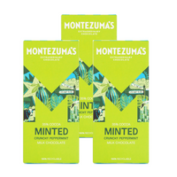Montezuma’s Minted - Barre de chocolat au lait à la menthe poivrée croquante, 90 g, paquet de 3-Chocolat au lait crémeux à la menthe poivrée rafraîchissante.
