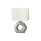 Monarch Specialties - Luminaire - 24 po H Lampe De Table - Céramique Gris - Abat-Jour Ivoire / Crème - Contemporain - Moderne-Lampe de table contemporaine et élégante de 24 pouces, dotée d'une base en céramique gris clair en forme de beignet, surmontée d'un abat-jour ovale en tissu ivoire et d'un embout rond en métal argenté
