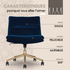 Elle Décor - Fauteuil jambes croisées Arabella recouvert de tissu - Bleu-Modèle sans accoudoirs qui permet de s’assoir en tailleur et de bouger librement, et qui convient aux espaces de bureau restreints
