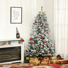 HOMCOM - Sapin de Noël artificiel floqué de neige de 1 - 8 m à LED blanc chaud-Décoré avec un éclairage blanc chaud de 200 LED pour apporter une soirée paisible