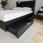 Nexera - Lit de rangement à deux tiroirs Hunter, Noir-Optimisez votre expérience : Ouverture et fermeture des tiroirs simplifiées, même sur des sols moquettés. Encourage un environnement parfaitement organisé et dépourvu d'encombrement