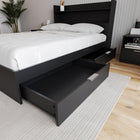 Nexera - Lit de rangement à deux tiroirs Hunter, Noir-Optimisez votre expérience : Ouverture et fermeture des tiroirs simplifiées, même sur des sols moquettés. Encourage un environnement parfaitement organisé et dépourvu d'encombrement
