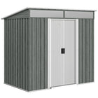 Outsunny - abri de jardin extérieur 6,5 pi x 4 pi avec kit de fondation - gris clair-Sert d’abri à vélos en métal, d’abri à outils, d’abri pour générateur ou de rangement pour tondeuse à gazon
