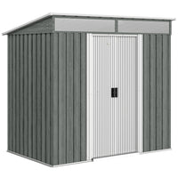 Outsunny - abri de jardin extérieur 6,5 pi x 4 pi avec kit de fondation - gris clair-Sert d’abri à vélos en métal, d’abri à outils, d’abri pour générateur ou de rangement pour tondeuse à gazon

