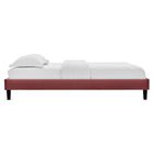 Modway - Soleil Performance Velvet Lit simple, Rose poussiéreuse-Pieds en bois noir effilés
