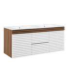 Modway - Render Fixation murale de 48" Vanette de salle de bain - Blanc Noyer Blanc-Vanité moderne du milieu du siècle