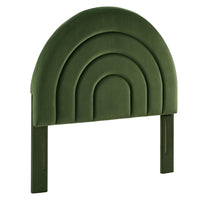 Modway - Solana Arqué Performance Velvet Tête de lit jumelée, Vert mousse-Sellerie en velours Performance résistante aux taches