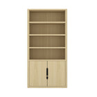 Manhattan Comfort - Rivington bibliothèque moderne à 4 étagères avec armoire 40" - Chêne naturel-Bibliothèque moderne pour bureau à domicile, salon et rangement supplémentaire