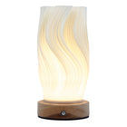 Xtricity - Veilleuse tactile LED portable à ondes fractales-Abat-jour imprimé en 3D avec base en bois pour un style décoratif moderne