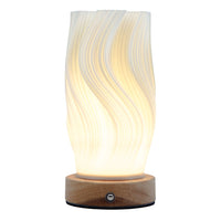 Xtricity - Veilleuse tactile LED portable à ondes fractales-Abat-jour imprimé en 3D avec base en bois pour un style décoratif moderne