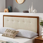 Modway - Draper Touffe Tissu et bois Tête de lit complète, Noyer beige-Bois d’hévéa et placage MDF